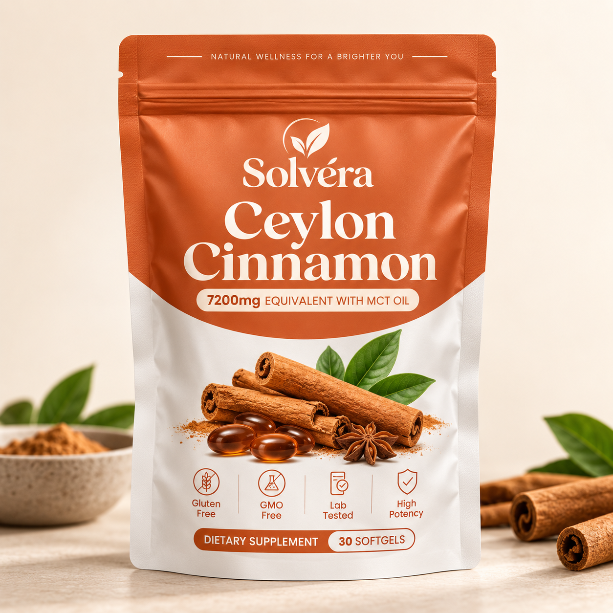 Solvéra Ceylon Cinnamon pouch with MCT oil